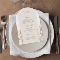 Menükarte Hochzeit Bogenkarte "Trockengras"