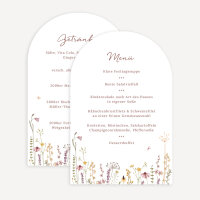 Menükarte Hochzeit Bogenkarte "Wildromantische Blüten"