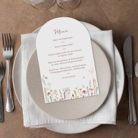 Menükarte Hochzeit Bogenkarte "Wildromantische Blüten"