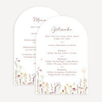 Menükarte Hochzeit Bogenkarte "Wildromantische Blüten"