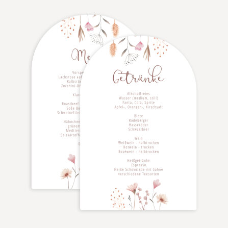 Menükarte Hochzeit Bogenkarte "Wild Flowers"