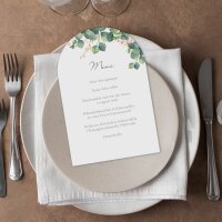 Menükarte Hochzeit Bogenkarte "Eukalyptus Ranken"