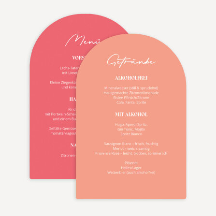 Menükarte Hochzeit Bogenkarte "Color Blocking"