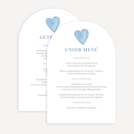 Menükarte Hochzeit Bogenkarte "Herz"