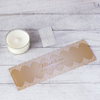 Tischkarte Windlicht Vintage Love Creme inkl. Personalisierung & Maxi Teelicht