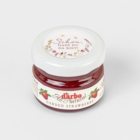 Gastgeschenk Mini Konfitüre mit Aufkleber "Wildromantische Blüten"