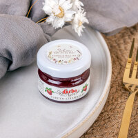 Gastgeschenk Mini Konfitüre mit Aufkleber "Wildromantische Blüten"