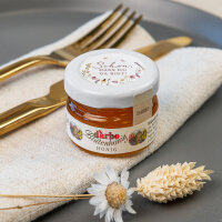 Gastgeschenk Blütenhonig mit Aufkleber "Wildromantische Blüten" Schön, dass Du da bist!