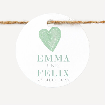 24 x Geschenkanhänger rund "Herz"