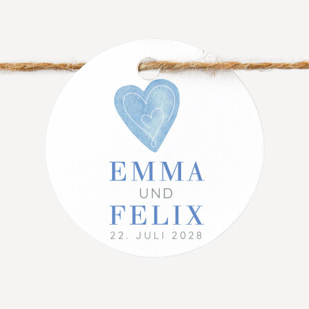 24 x Geschenkanhänger rund "Herz"