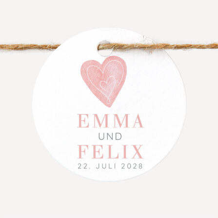 24 x Geschenkanhänger rund "Herz"