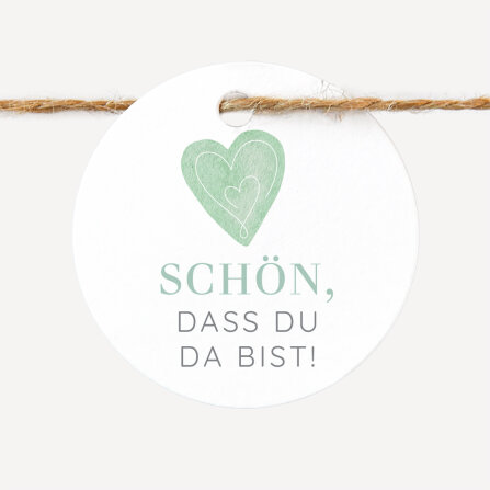 24 x Geschenkanhänger rund "Herz"