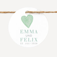 24 x Geschenkanhänger rund "Herz"