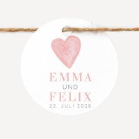 24 x Geschenkanhänger rund "Herz"