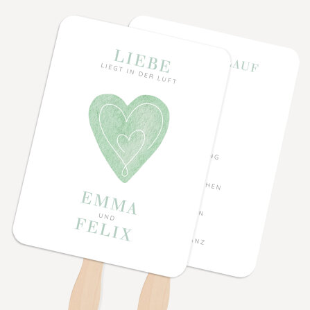 Fächer Hochzeit "Herz" mit Ablaufplan