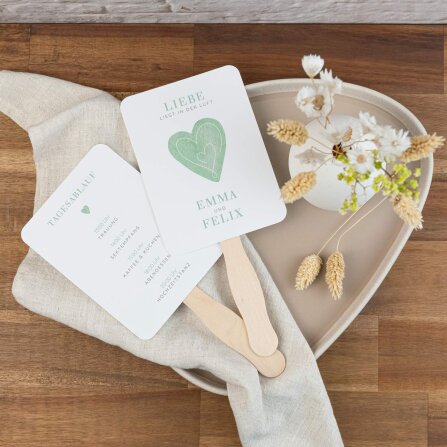 Fächer Hochzeit "Herz" mit Ablaufplan