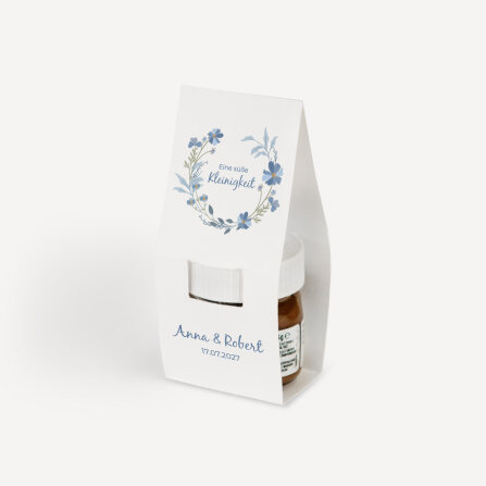 Geschenktäschchen mit Nutella "Blütenkranz blau"