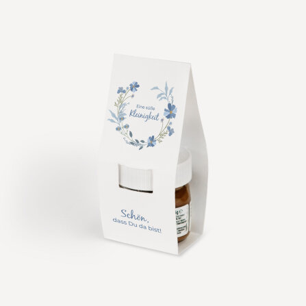 Geschenktäschchen mit Nutella "Blütenkranz blau"