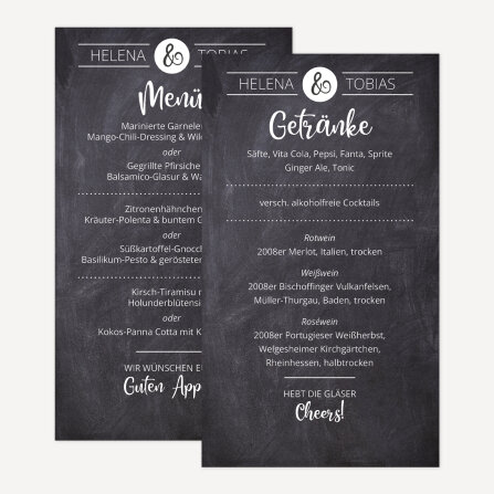 Menükarte Hochzeit "Schiefertafel"