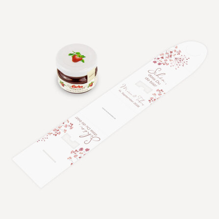 Geschenktäschchen mit Erdbeer Konfitüre "Trockenblumen Blush"