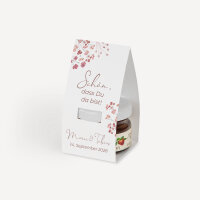 Geschenktäschchen mit Erdbeer Konfitüre "Trockenblumen Blush"