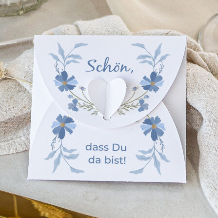 Gastgeschenk Anzuchtset Herz "Blütenkranz blau"