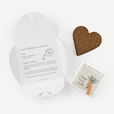 Gastgeschenk Anzuchtset Herz "Blütenkranz blau"