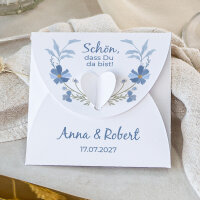 Gastgeschenk Anzuchtset Herz "Blütenkranz blau"