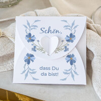 Gastgeschenk Anzuchtset Herz "Blütenkranz blau"