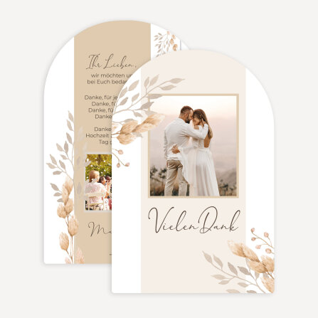 Dankeskarte Hochzeit Bogenkarte "Trockengras"