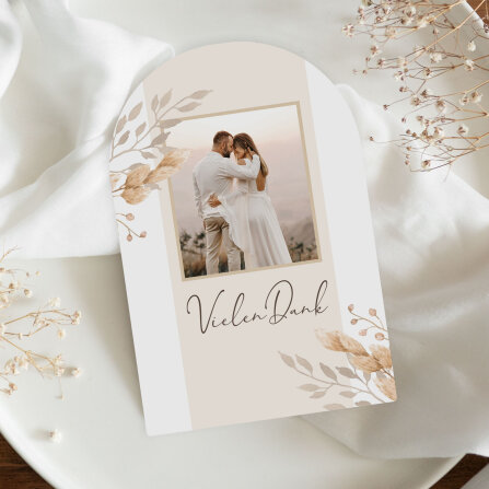 Dankeskarte Hochzeit Bogenkarte "Trockengras"