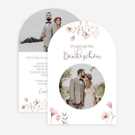 Dankeskarte Hochzeit Bogenkarte "Wild Flowers"