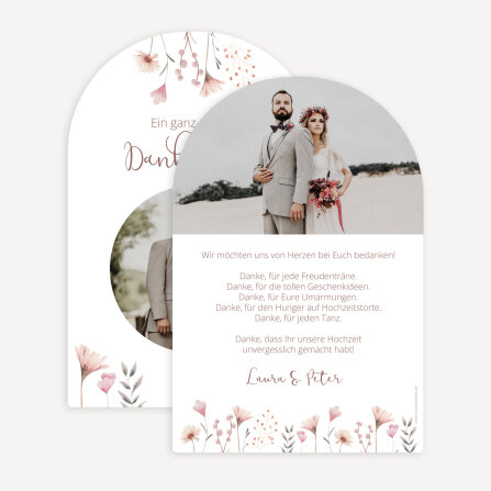Dankeskarte Hochzeit Bogenkarte "Wild Flowers"