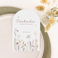 Dankeskarte Hochzeit Bogenkarte "Wildromantische Blüten"