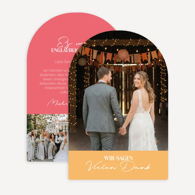 Dankeskarte Hochzeit Bogenkarte "Color Blocking"