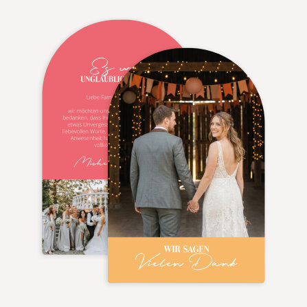 Dankeskarte Hochzeit Bogenkarte "Color Blocking"