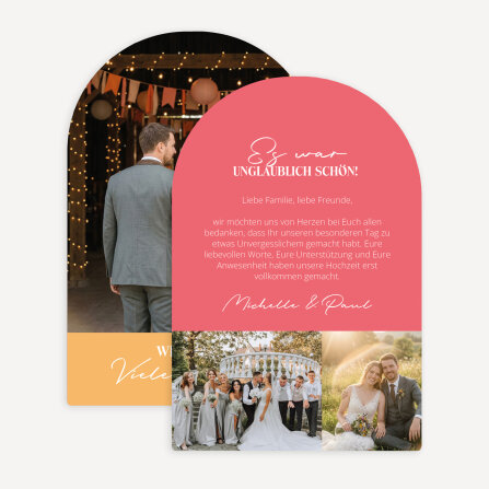 Dankeskarte Hochzeit Bogenkarte "Color Blocking"