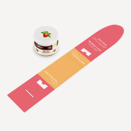 Geschenktäschchen mit Erdbeer Konfitüre "Color Blocking"