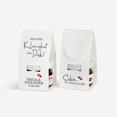 Geschenktäschchen mit Erdbeer Konfitüre "Kalligrafie"