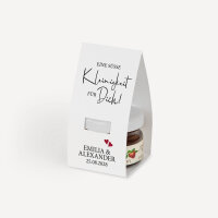 Geschenktäschchen mit Erdbeer Konfitüre "Kalligrafie"