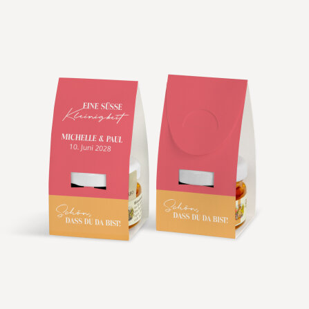 Geschenktäschchen mit Blütenhonig "Color Blocking"