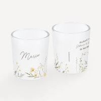 Tischkarte Windlicht "Blütentraum gelb" inkl. Glas