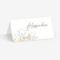 Tischkarte Hochzeit Aufsteller "Blütentraum gelb"