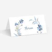 Tischkarte Hochzeit Aufsteller "Blütenkranz blau"