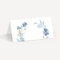 Tischkarte Hochzeit Aufsteller "Blütenkranz blau"