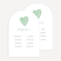 Tischplan Hochzeit Bogenkarte "Herz"