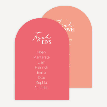 Tischplan Hochzeit Bogenkarte "Color Blocking"
