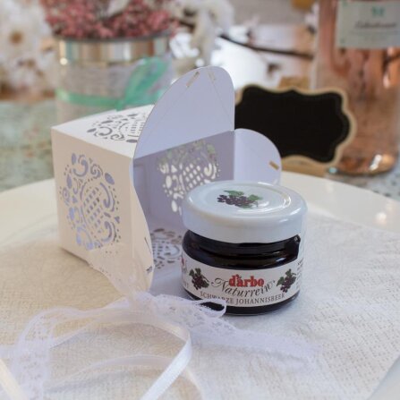 Gastgeschenk Mini Konfitüre Schwarze Johannisbeere