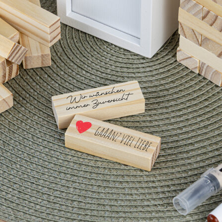 Gästebuch Alternative Hochzeit Wackelturm mit Geschenkbox "Kalligrafie"
