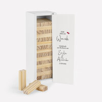 Gästebuch Alternative Hochzeit Wackelturm mit Geschenkbox "Kalligrafie"